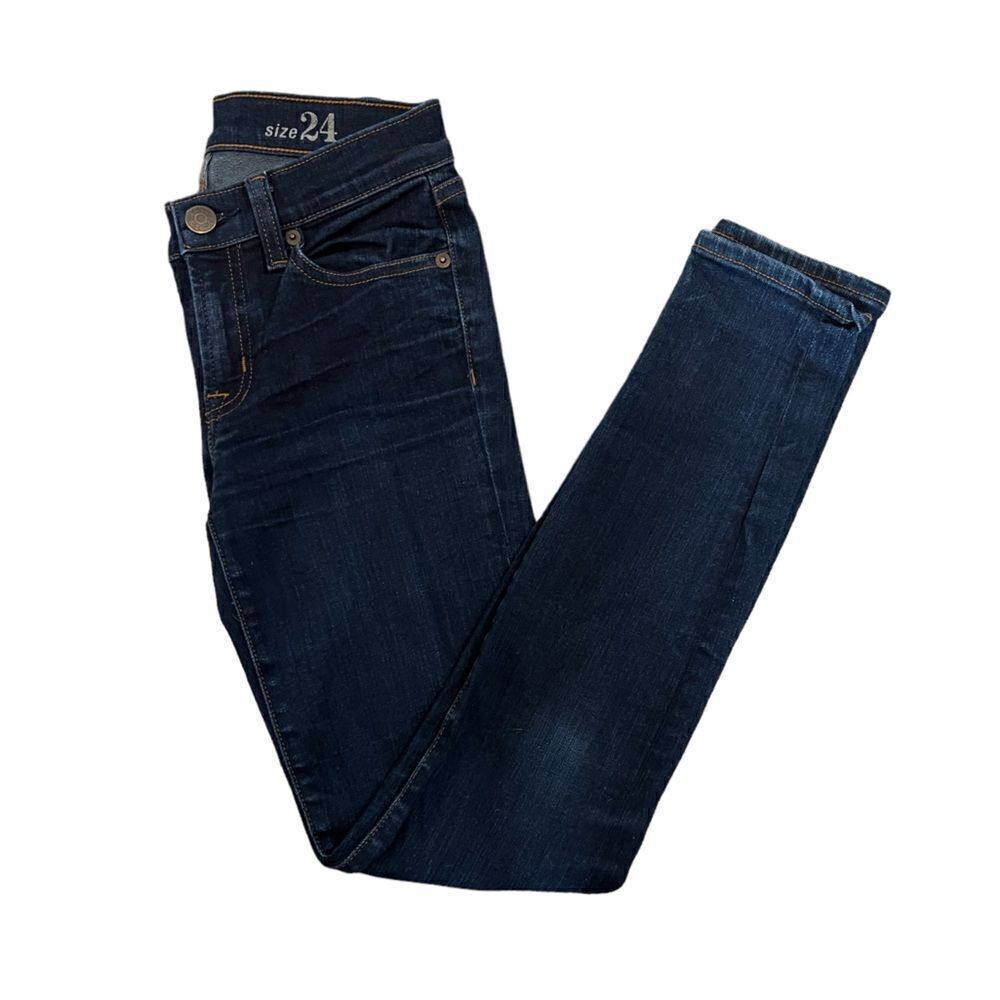J CREW Toothpick Stretch Mid Rise Dark Wash Denim Jean 24